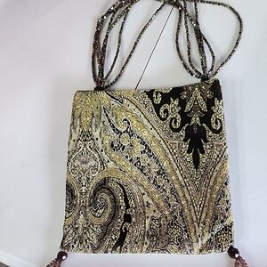 Elegant Gold and Black Paisley Clutch